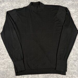 John Smedley Sweater Sea Island Cotton Black Mock Neck England Made Mens L Large